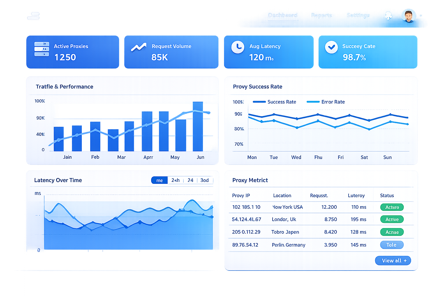 Proxy dashboard preview